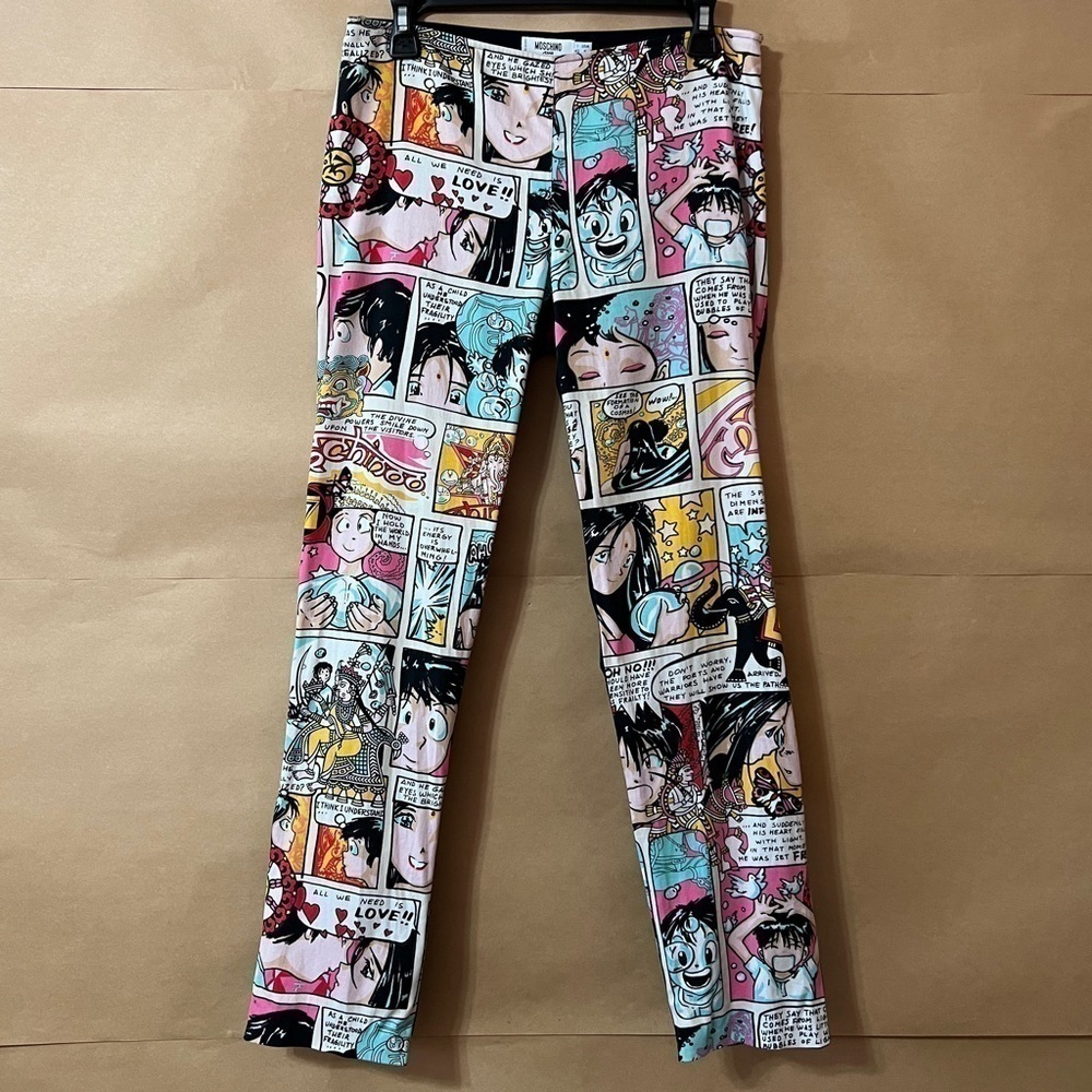 Moschino | Vintage 90s Comic Anime Manga Print Pants Trousers Size 8